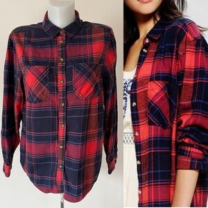 Urban Outfitters BDG Plaid Flannel Shirt Button Down Casual Shirt Top Sz S